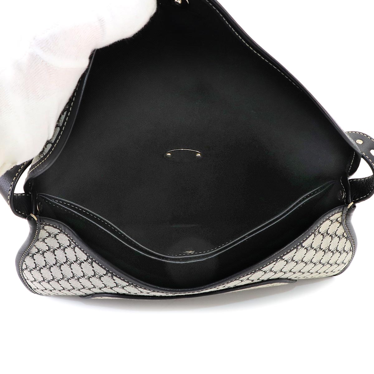 Macadam Shoulder Bag Canvas Leather Gray Black Vintage