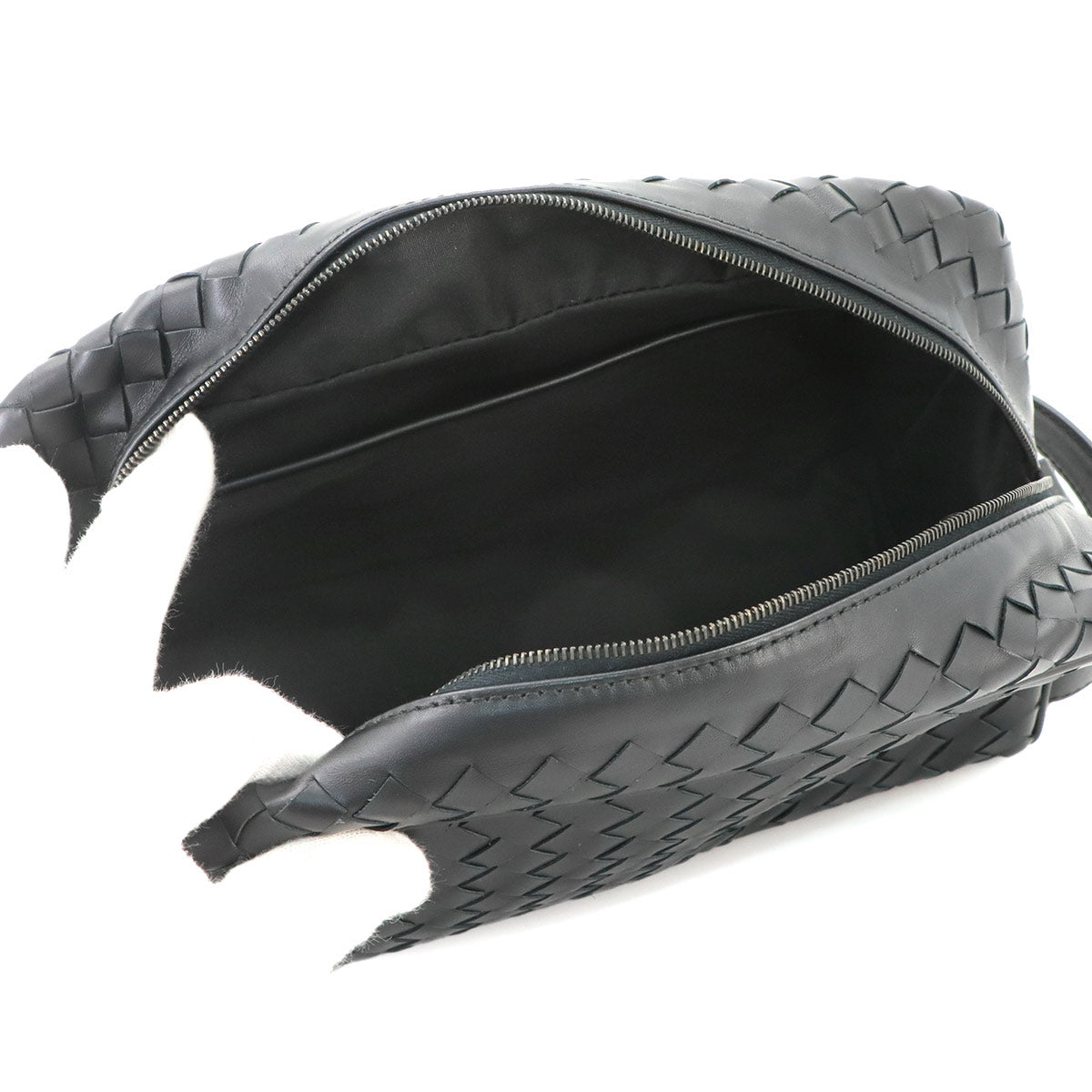 Intrecciato Clutch Second Bag Leather Black Purse