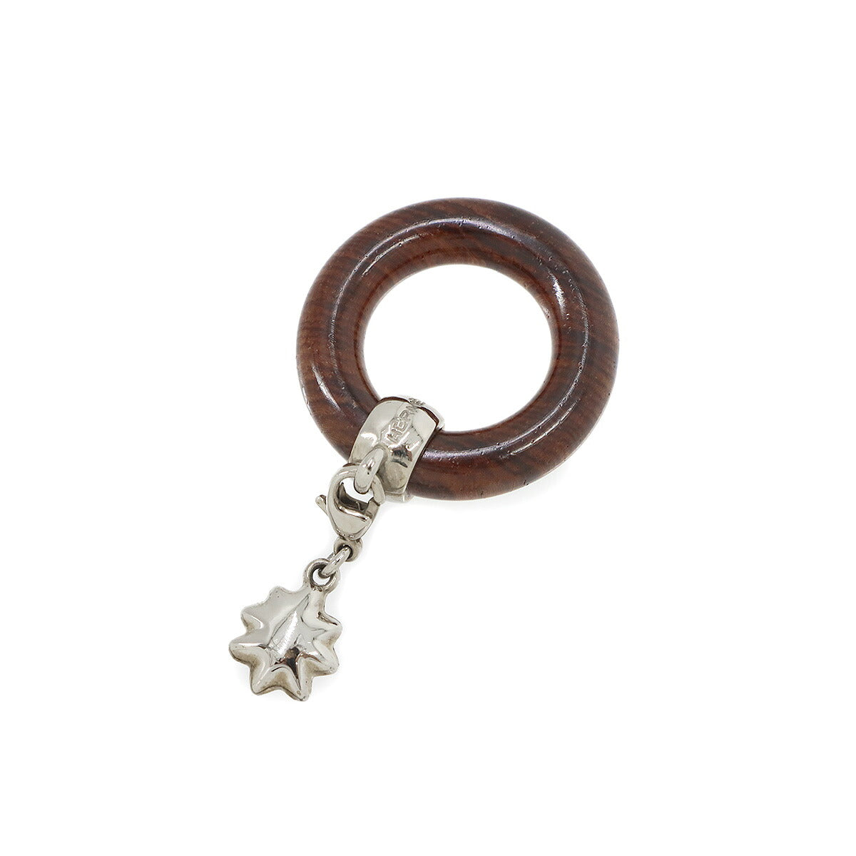 Scarf Ring Wood Dark Brown Silver Accessory