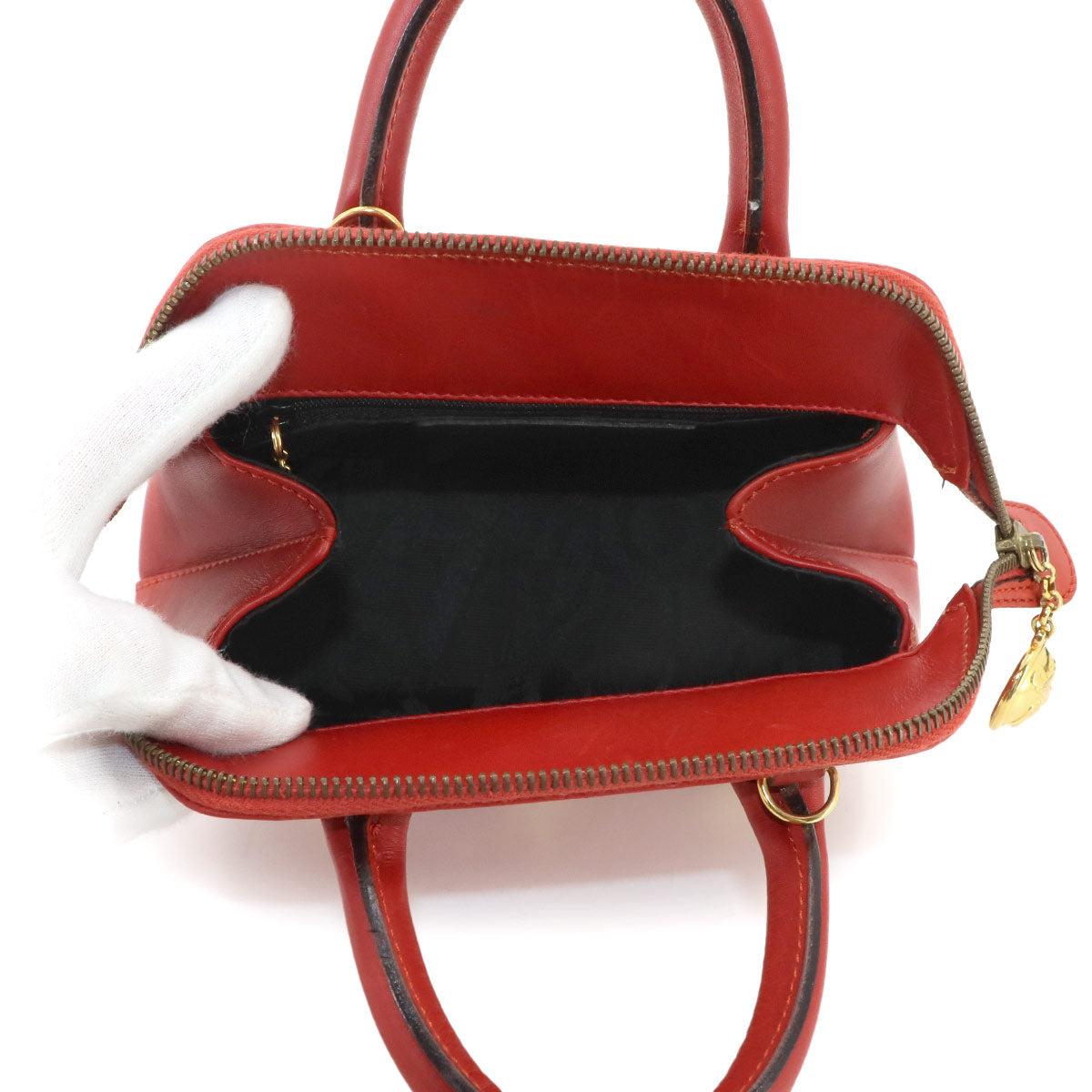 2way Hand Shoulder Bag Leather Red Purse