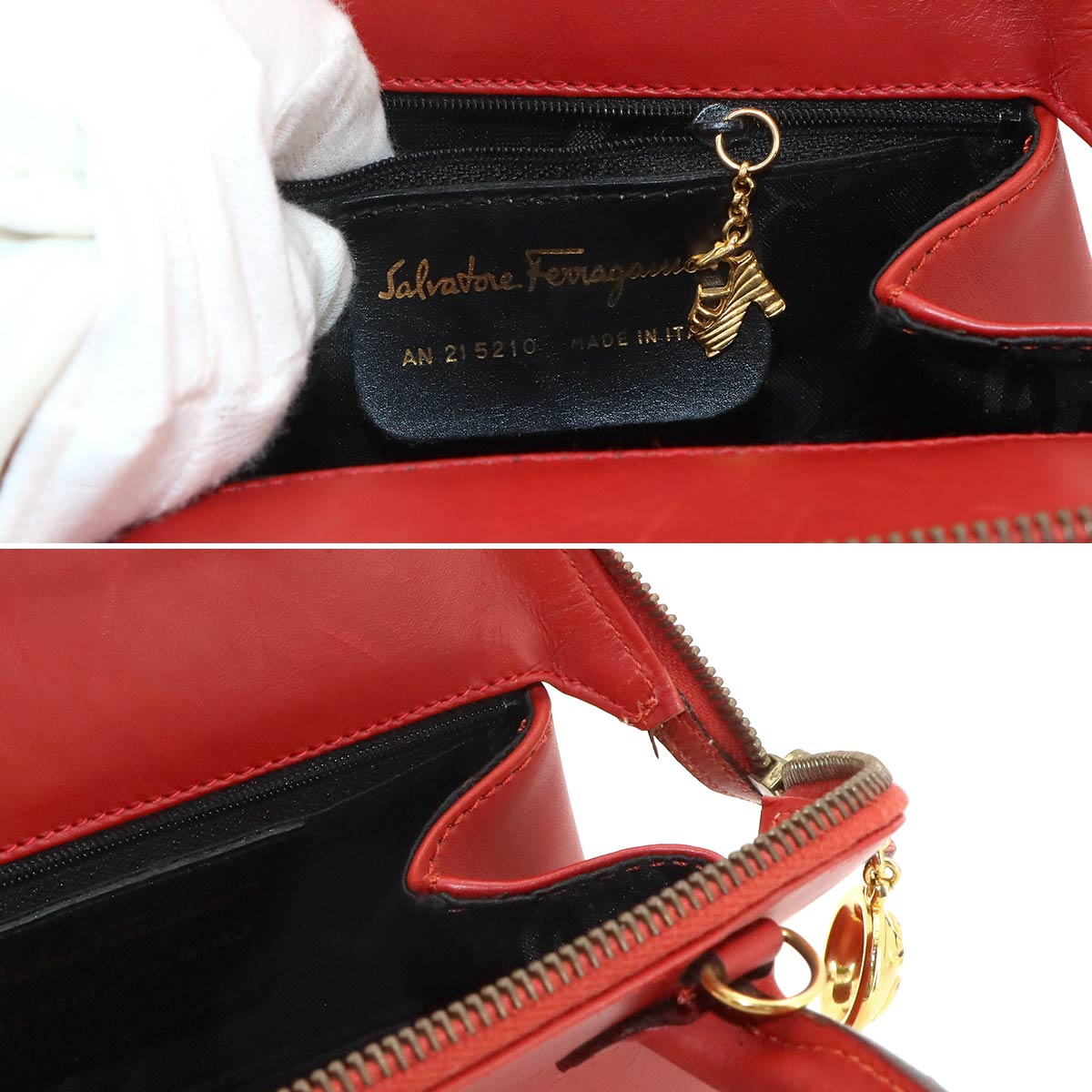 2way Hand Shoulder Bag Leather Red Purse