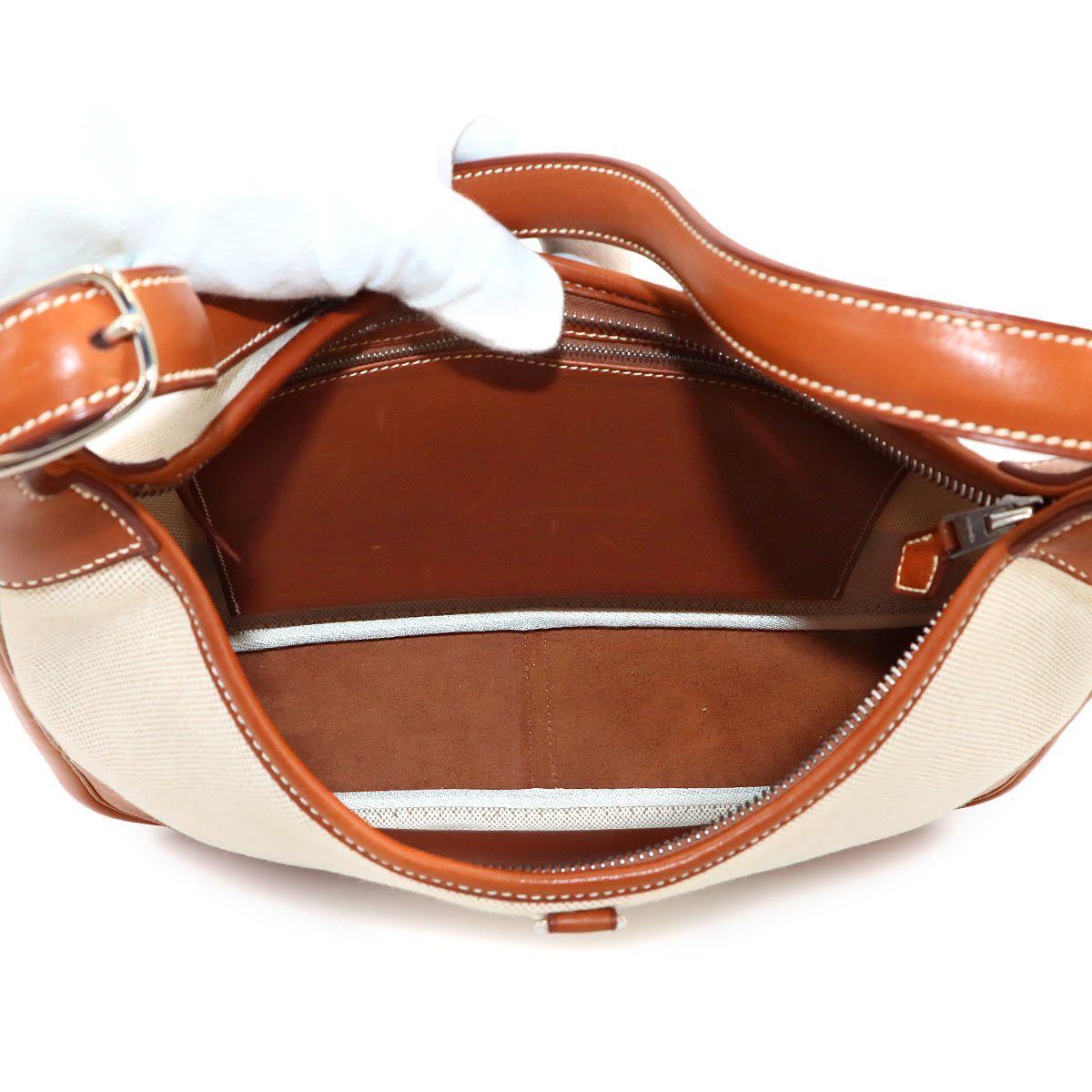 Trim 31 Shoulder Bag Toile H Veau Barenia Ecru Fauve Purse