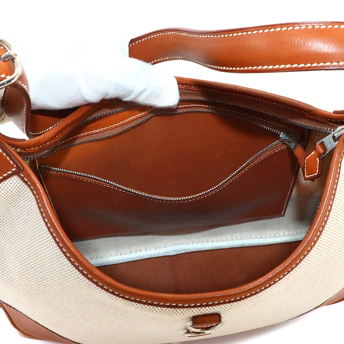 Trim 31 Shoulder Bag Toile H Veau Barenia Ecru Fauve Purse