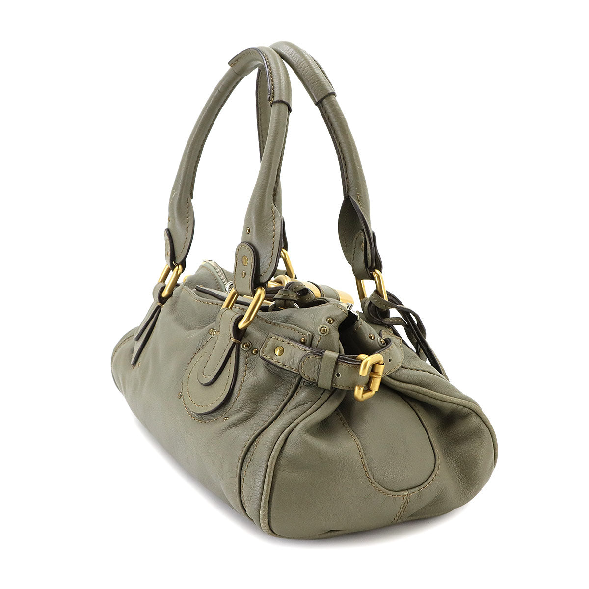 Paddington Hand Bag Leather Khaki Green Purse