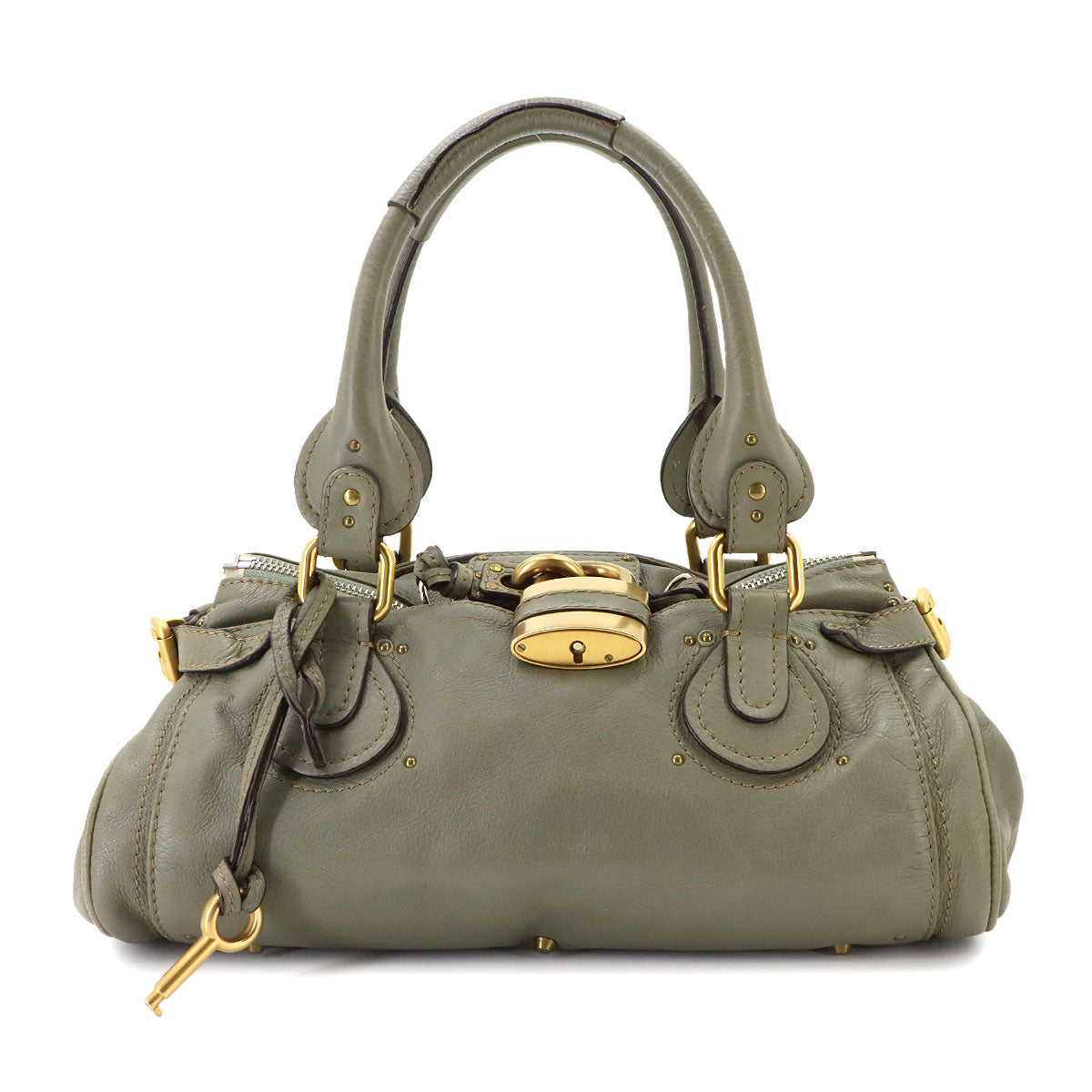 Paddington Hand Bag Leather Khaki Green Purse