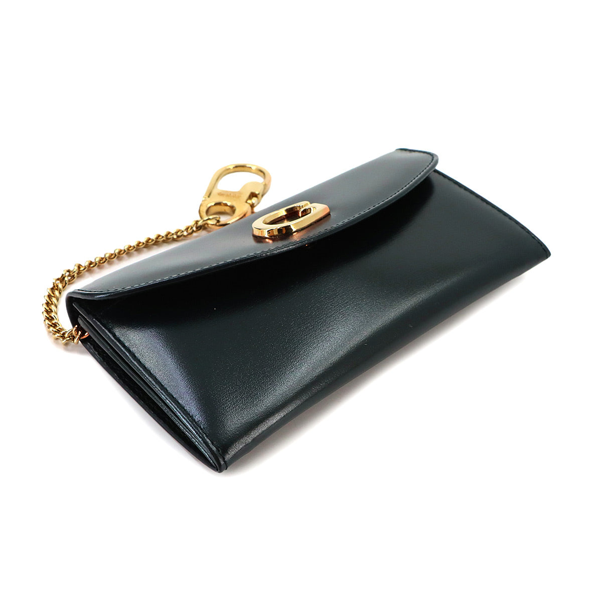 Coin Purse Case with Chain Leather Navy Vintage