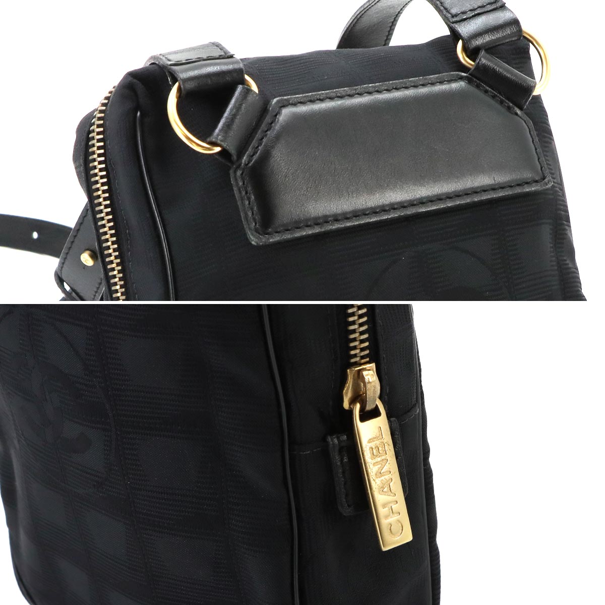 New Travel Line Shoulder Bag Nylon Leather Black A20513