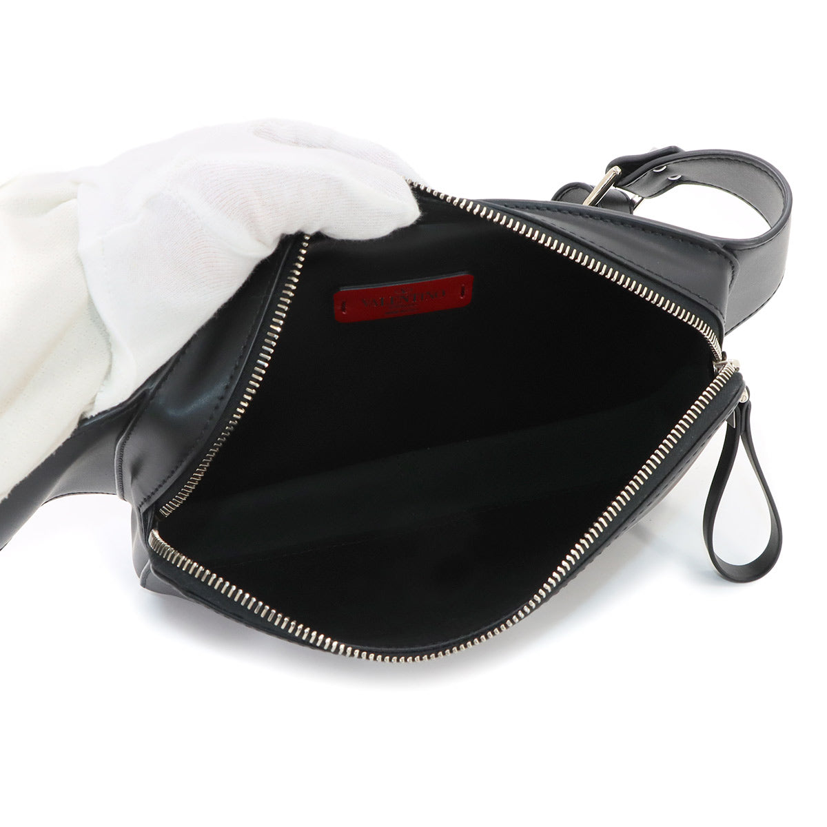 VLTN Belt Bag Body Waist Bag Leather Black White