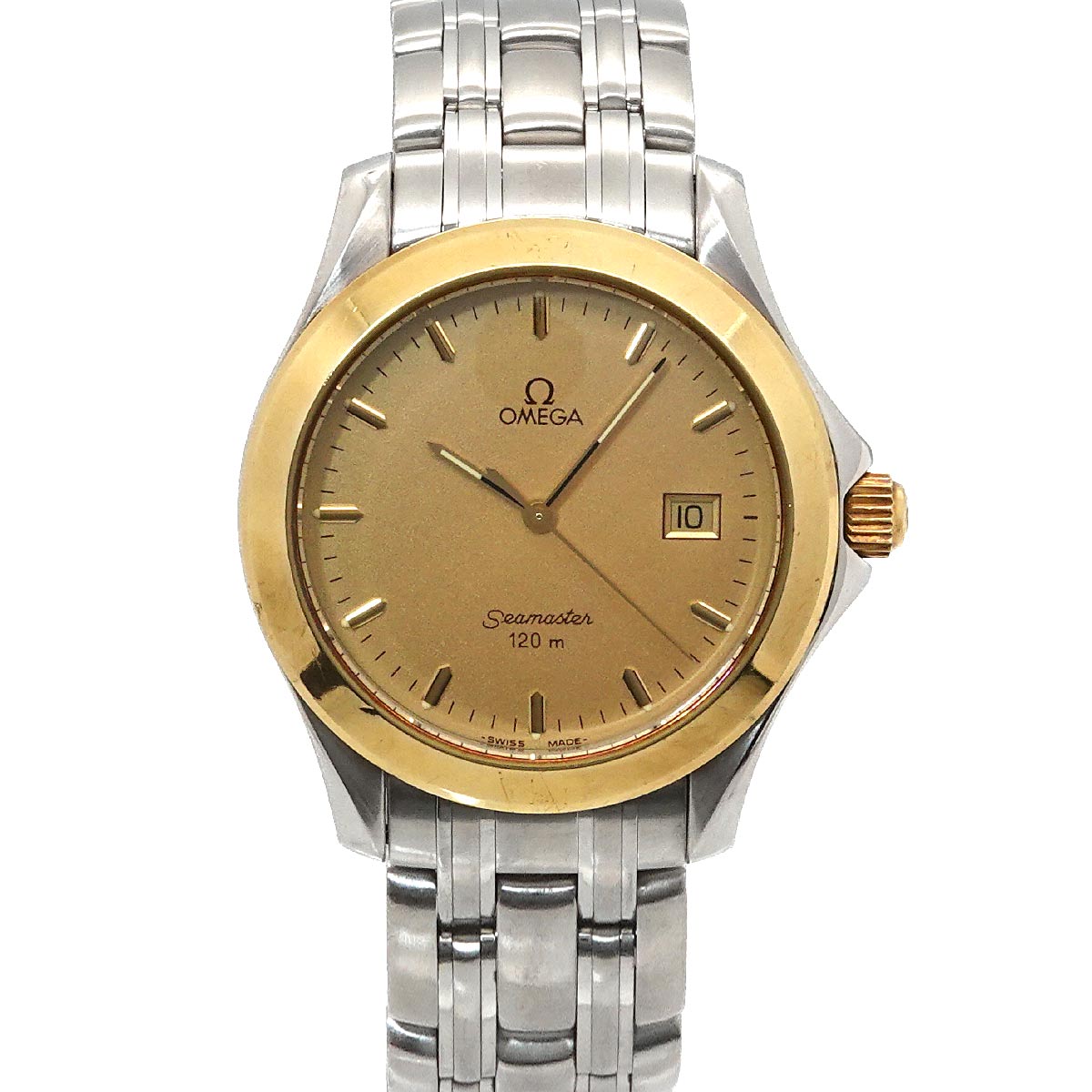 Seamaster 120 Date YG Quartz Gold Dial Mens Watch