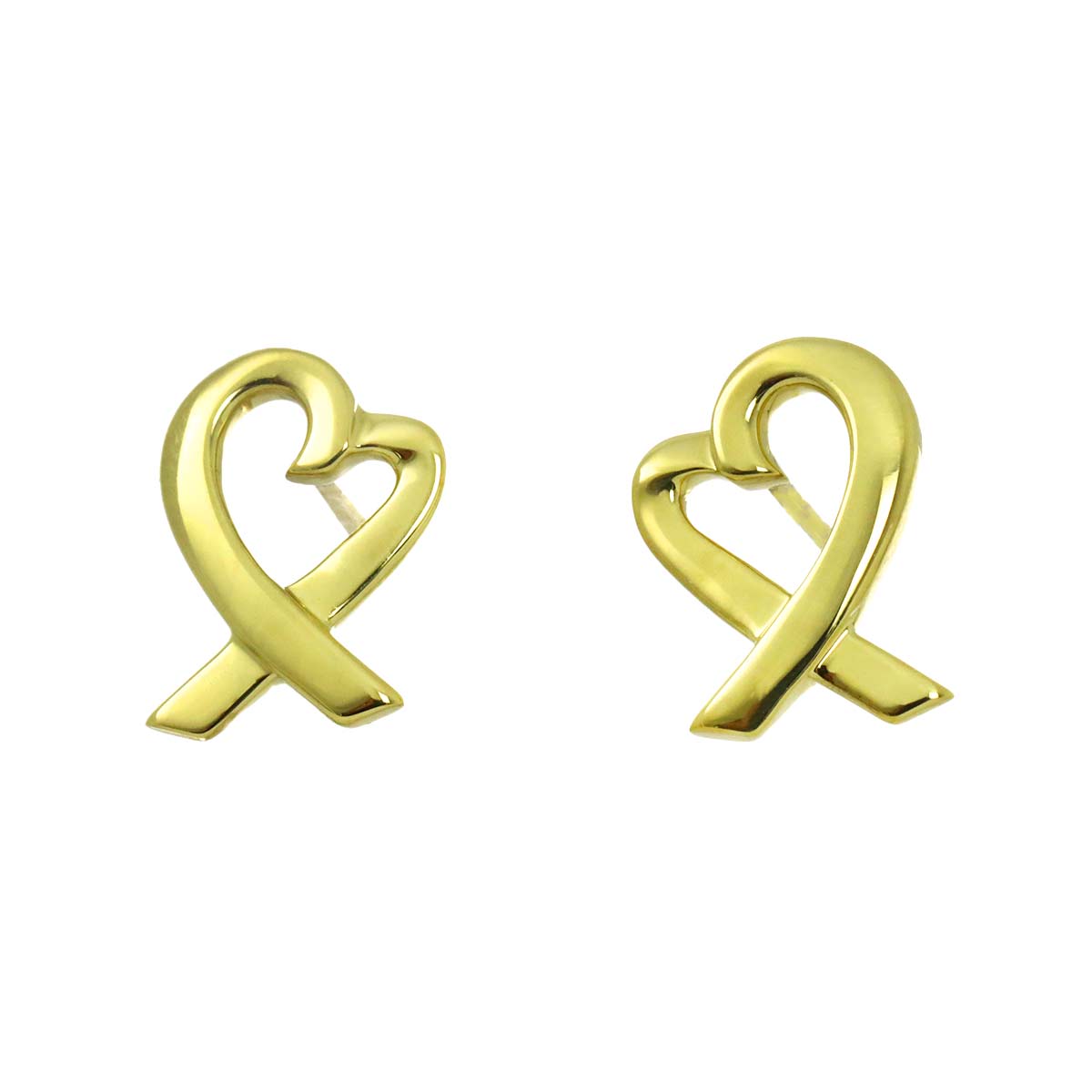 Loving Heart Earrings Pierced 18K Yellow Gold 750