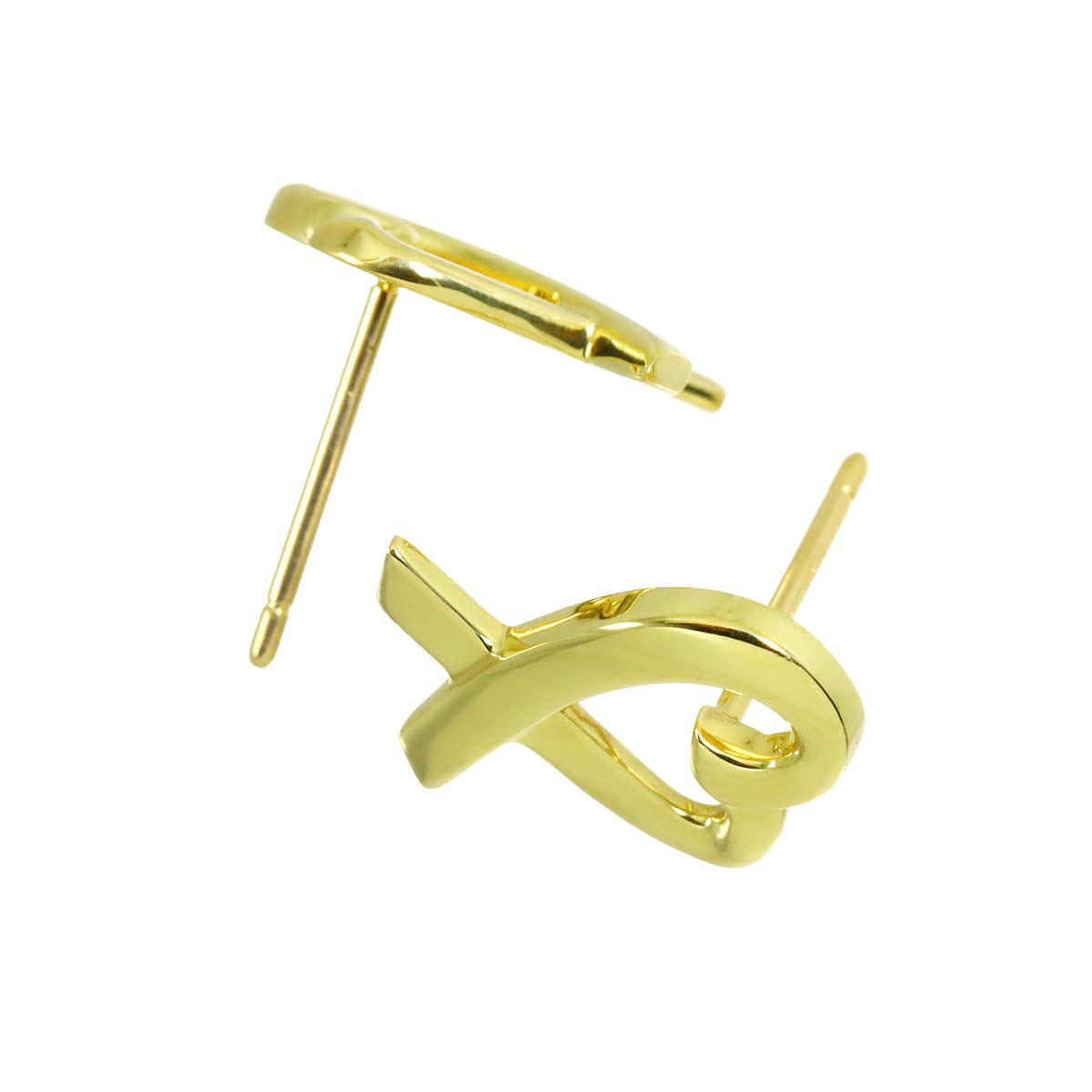 Loving Heart Earrings Pierced 18K Yellow Gold 750