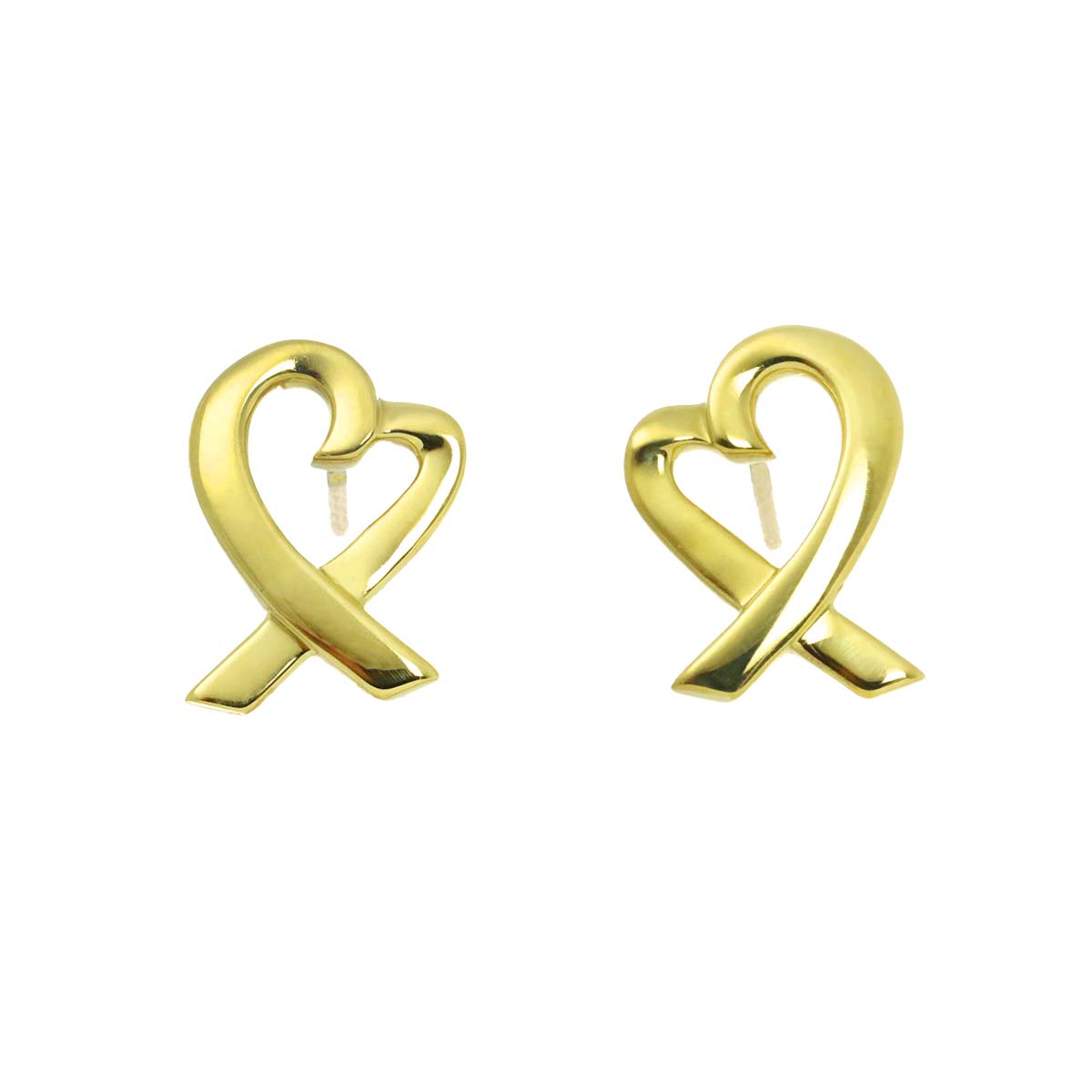 Loving Heart Earrings Pierced 18K Yellow Gold 750