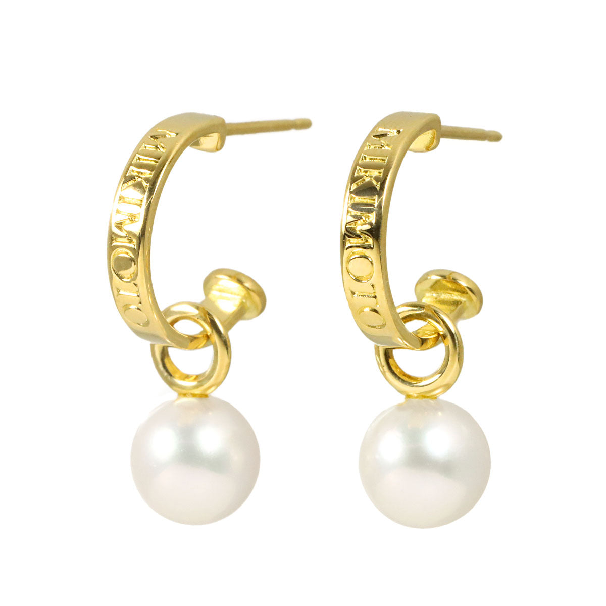 Akoya Pearl 7.3mm Earrings Pierced 18K YG 750