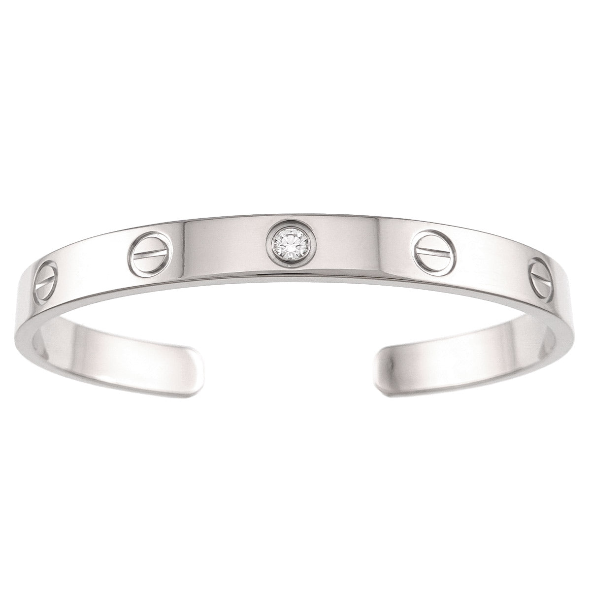 Love Bracelet Open Diamond 1P Bangle 18K WG 750 Size16