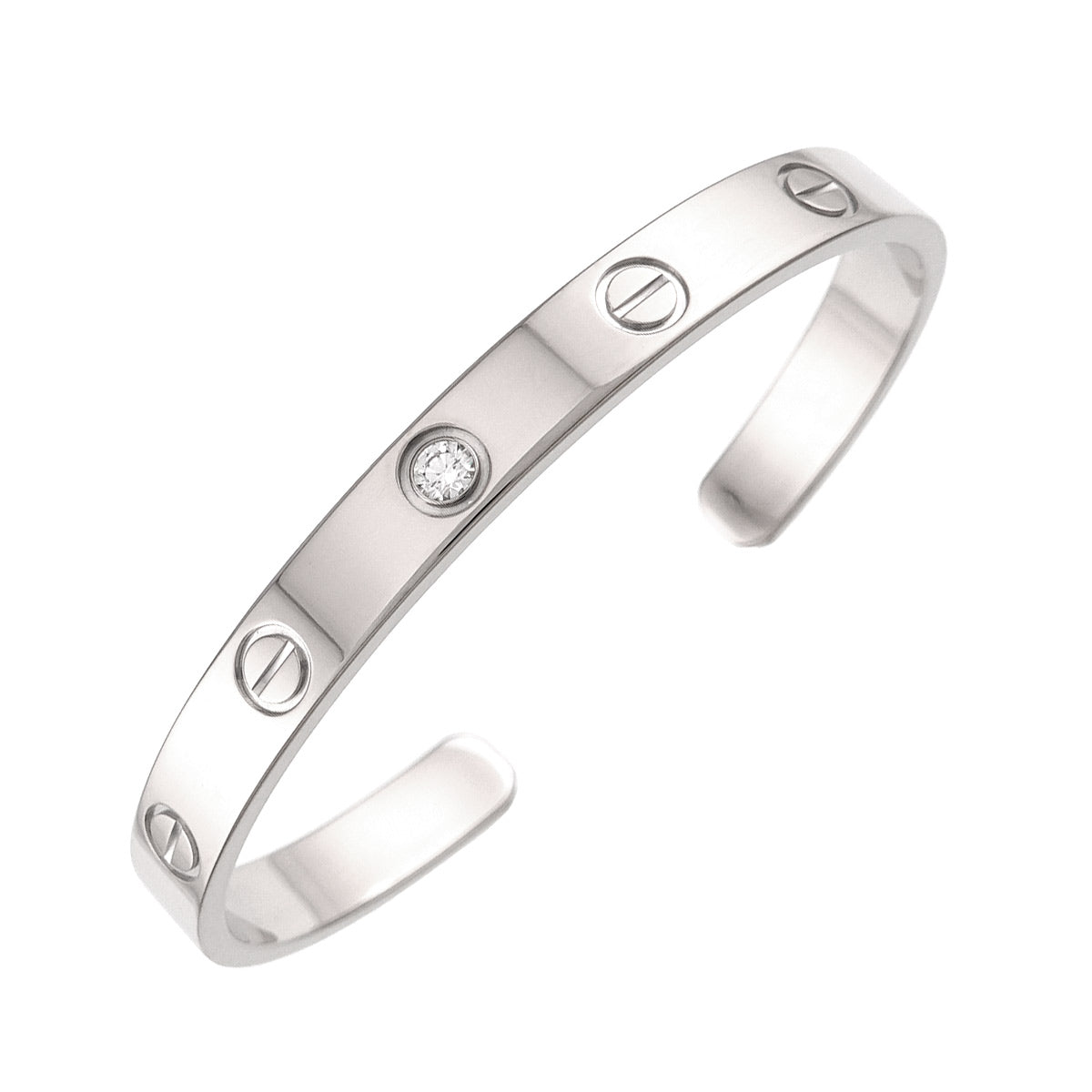 Love Bracelet Open Diamond 1P Bangle 18K WG 750 Size16
