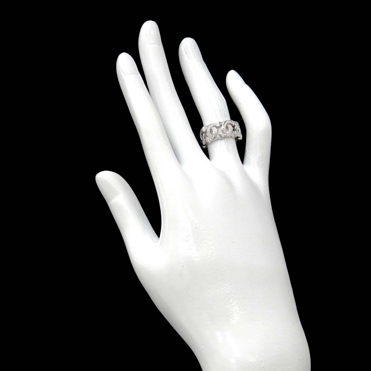 Diamond Ring 18K White Gold 750 size49 4.5-4.75(US)