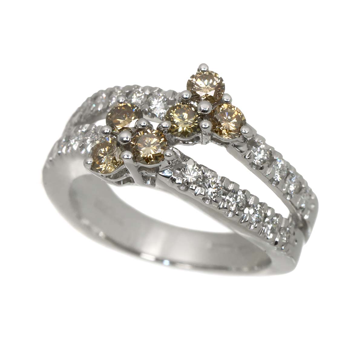Diamond Ring 18K White Gold 750 size4(US)