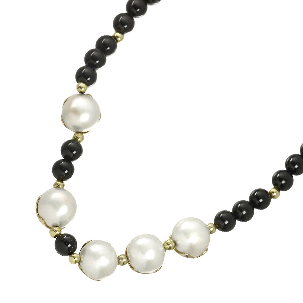 South Sea pearl 12.7-12.3mm Onyx Necklace 18K YG 750
