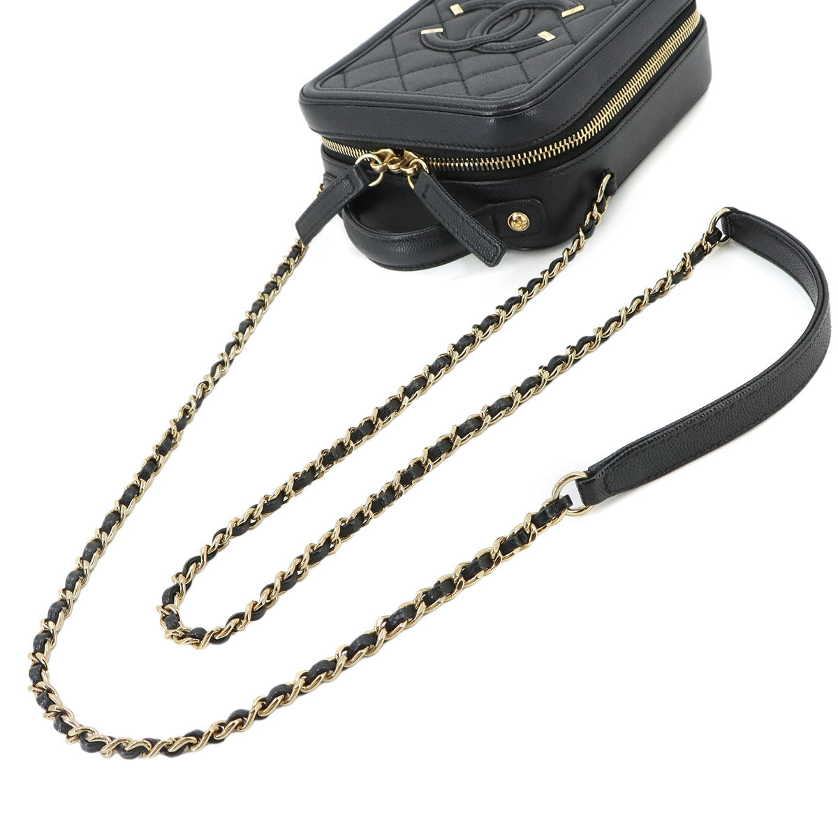 CC Filigree Vanity Shoulder Bag Leather Black