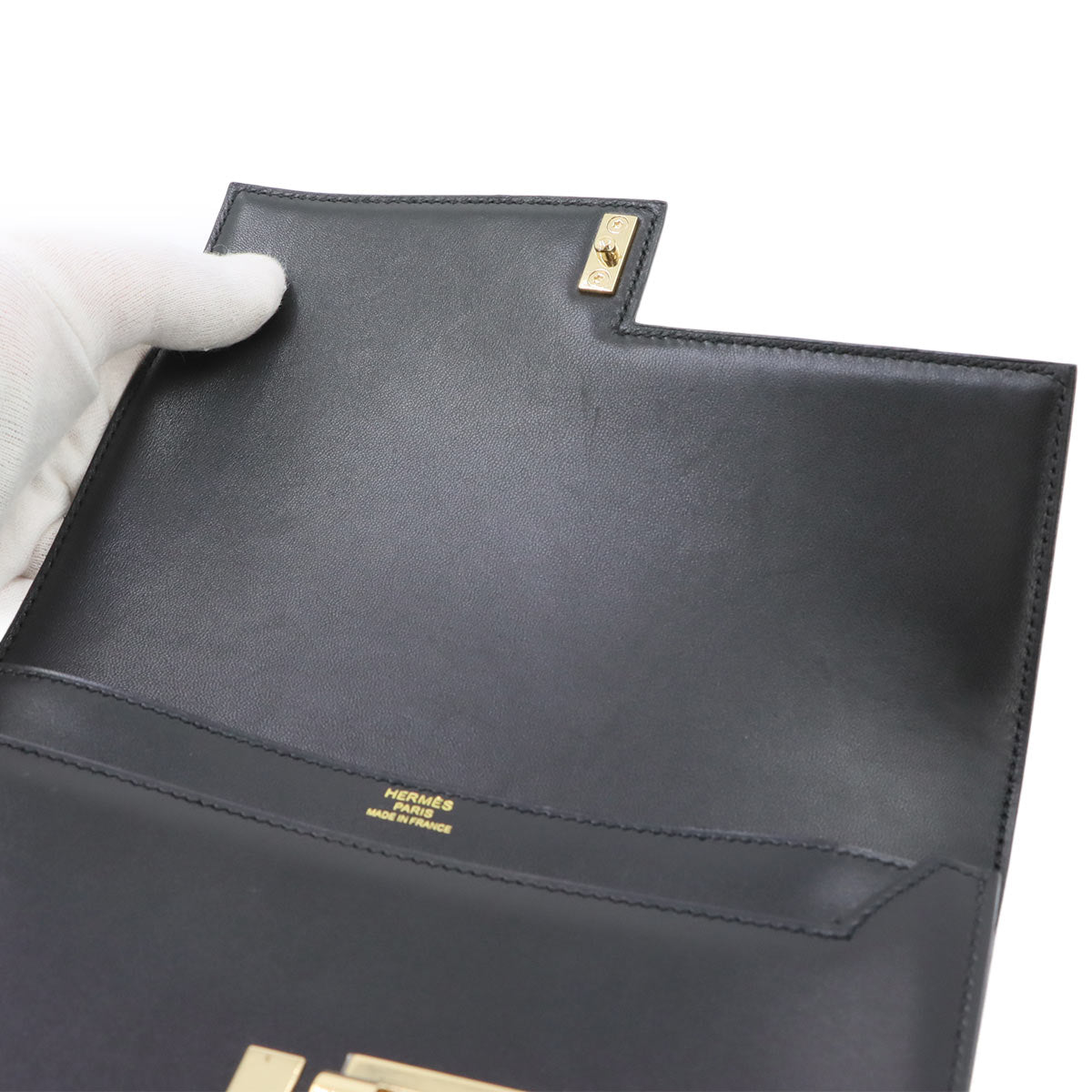 Verrou Clutch Bag Box Calf Black Purse