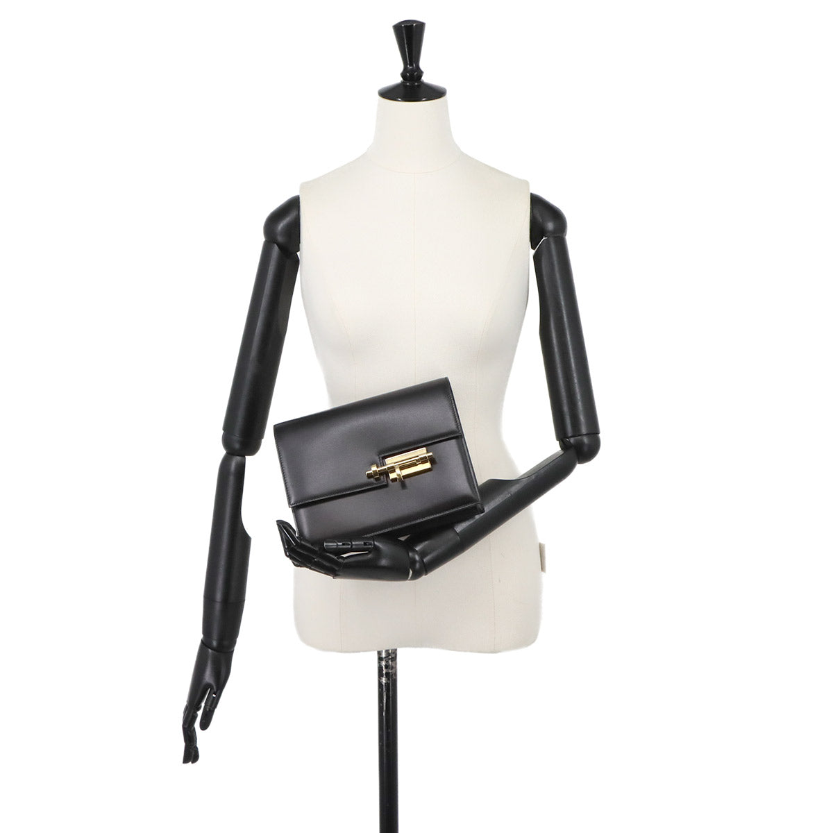 Verrou Clutch Bag Box Calf Black Purse