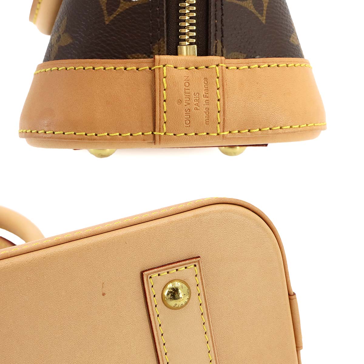 Monogram Alma BB Hand Shoulder Bag Leather Brown M53152