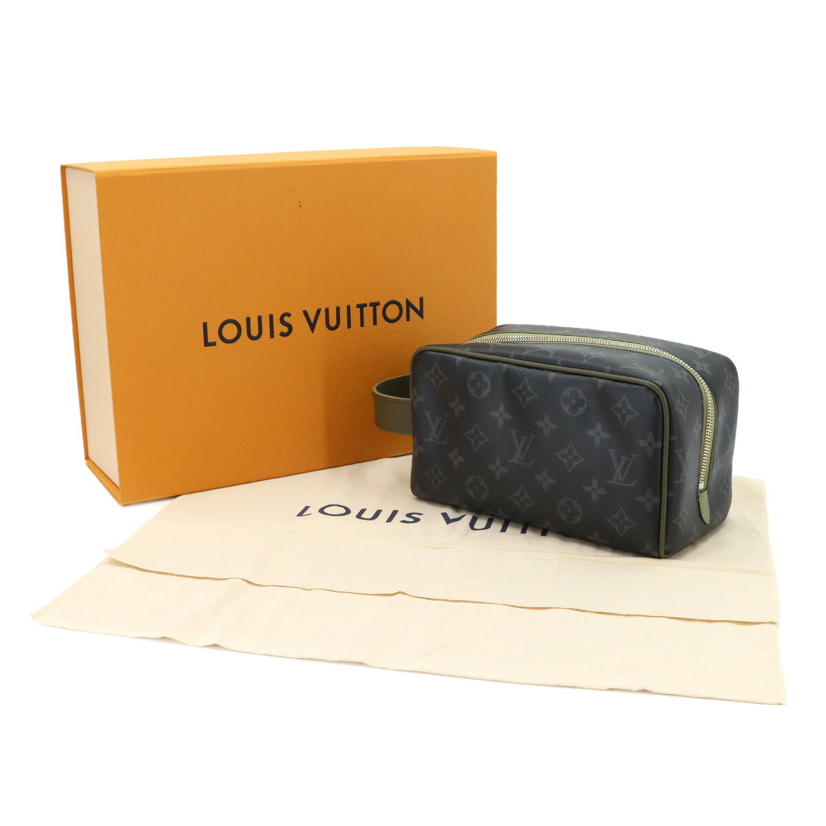 Monogram Eclipse Locker Dopp Kit Hand Bag Khaki Green