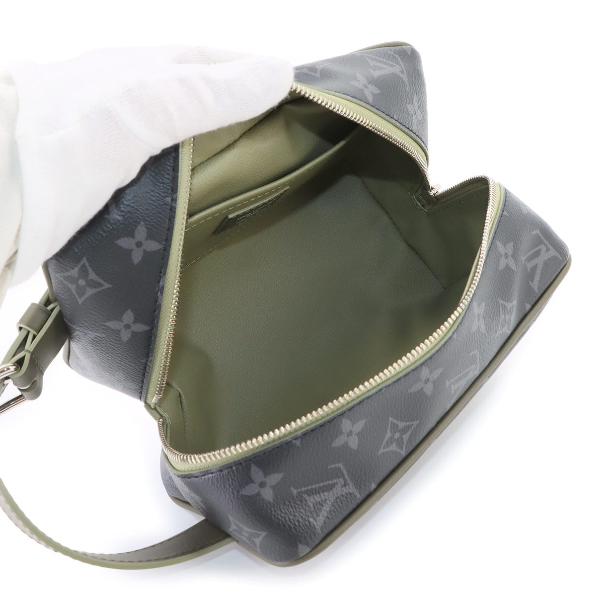 Monogram Eclipse Locker Dopp Kit Hand Bag Khaki Green