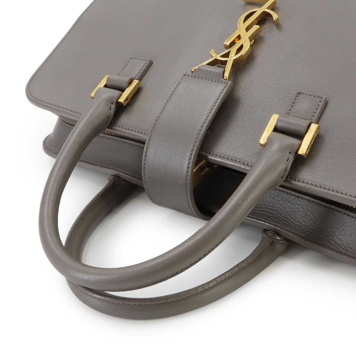 Monogram Cabas  Hand Shoulder Bag Leather Gray 357395