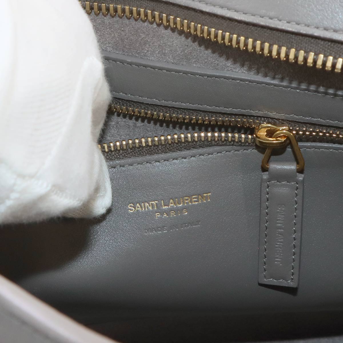 Monogram Cabas  Hand Shoulder Bag Leather Gray 357395