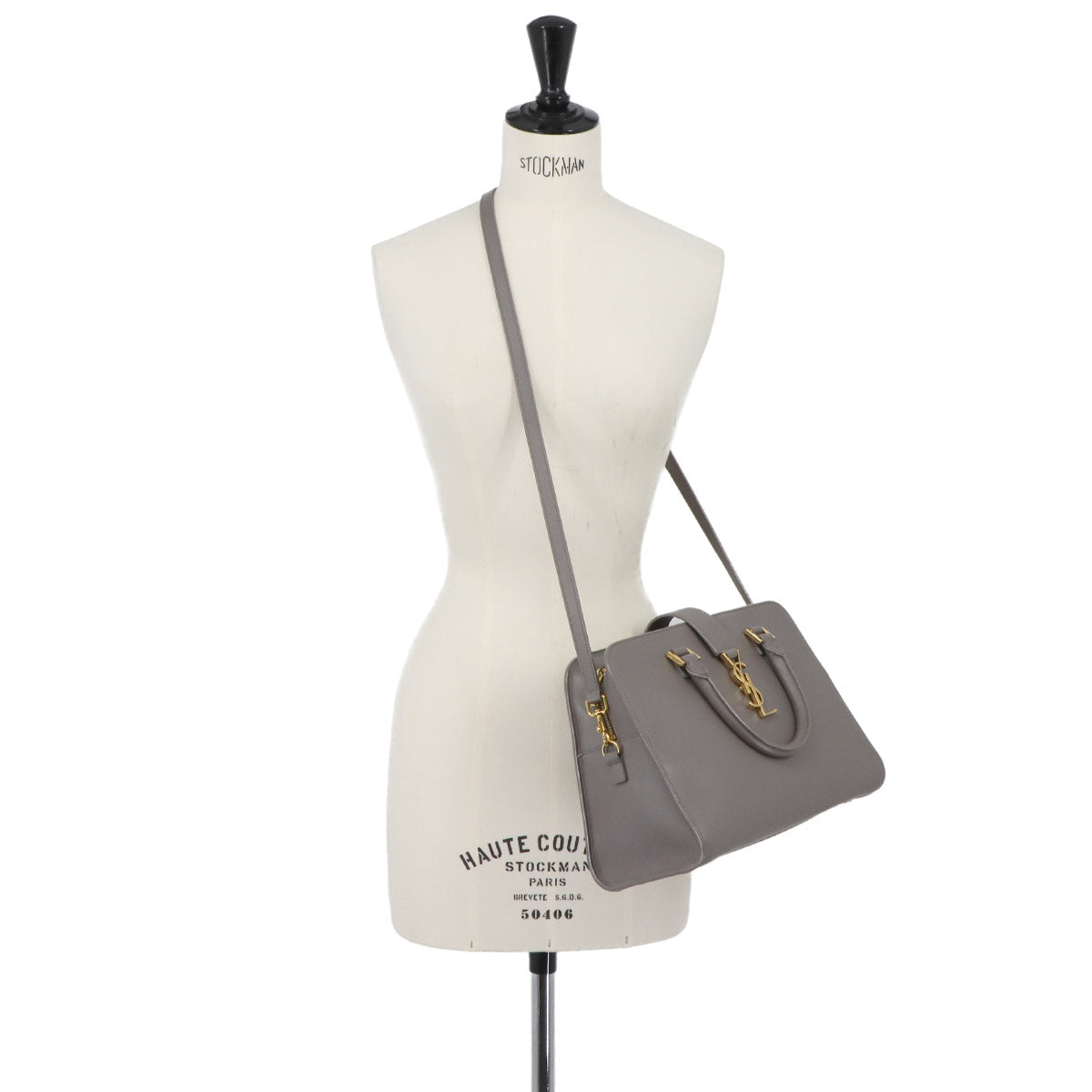 Monogram Cabas  Hand Shoulder Bag Leather Gray 357395