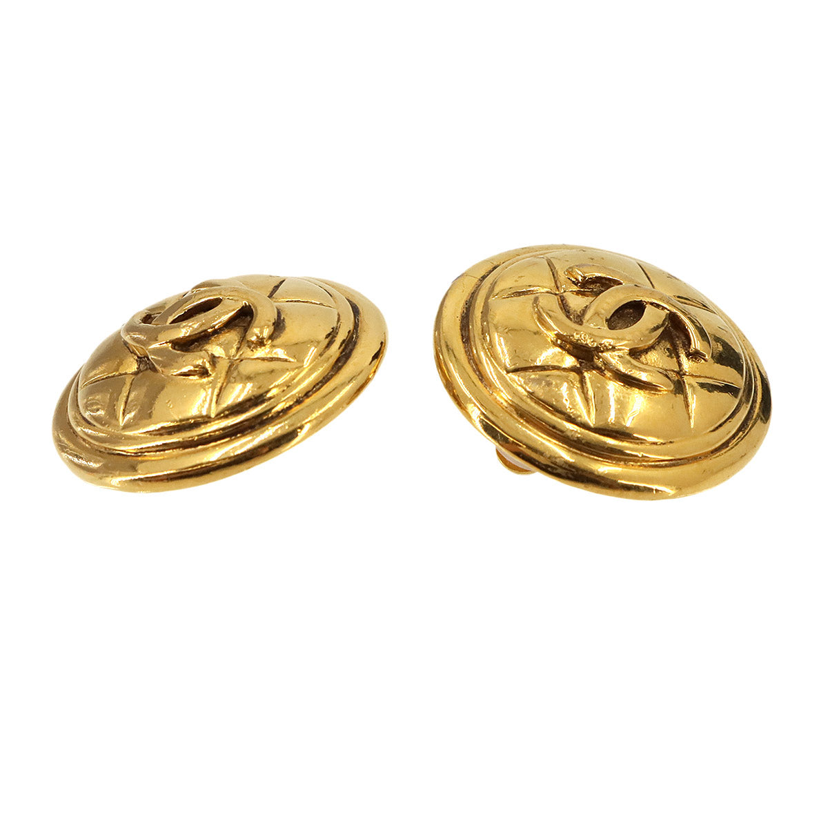Coco Earrings Round type Gold Vintage Accessory