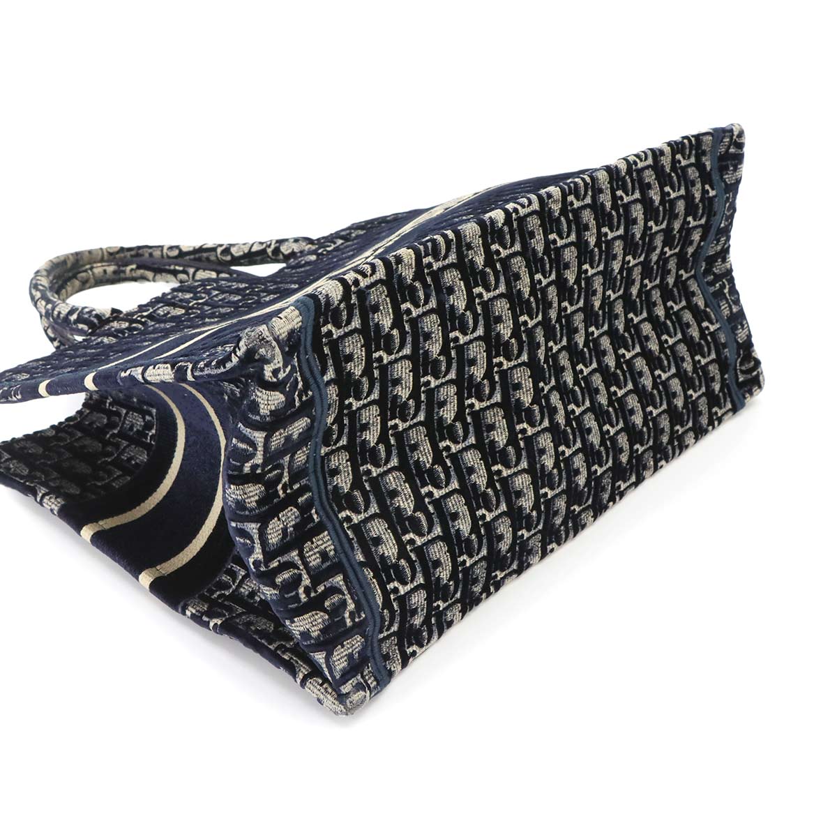 Oblique Book Tote Medium Bag Velvet Navy