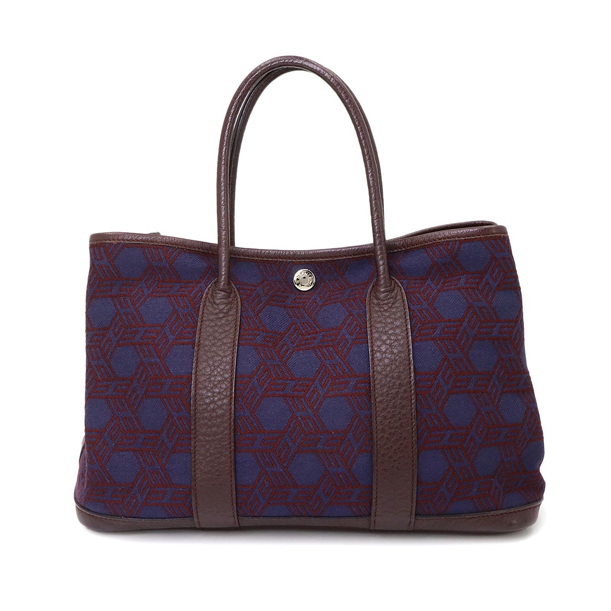 Garden Party TPM Tote Bag Toile Soie H Negonda Bordeaux Navy