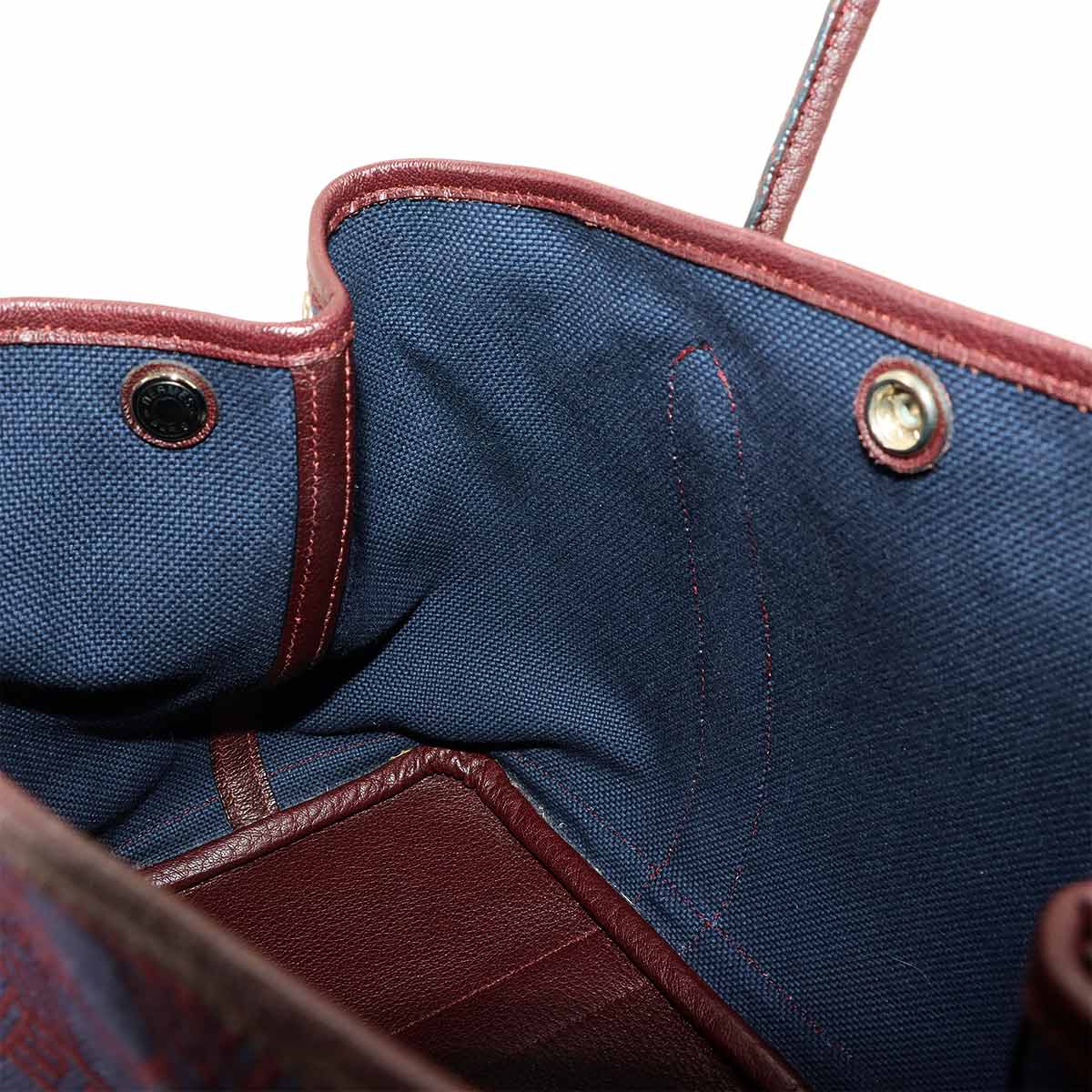 Garden Party TPM Tote Bag Toile Soie H Negonda Bordeaux Navy