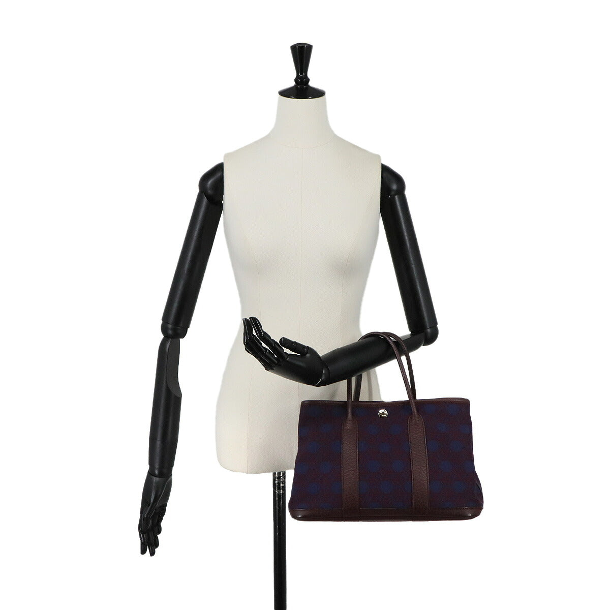 Garden Party TPM Tote Bag Toile Soie H Negonda Bordeaux Navy