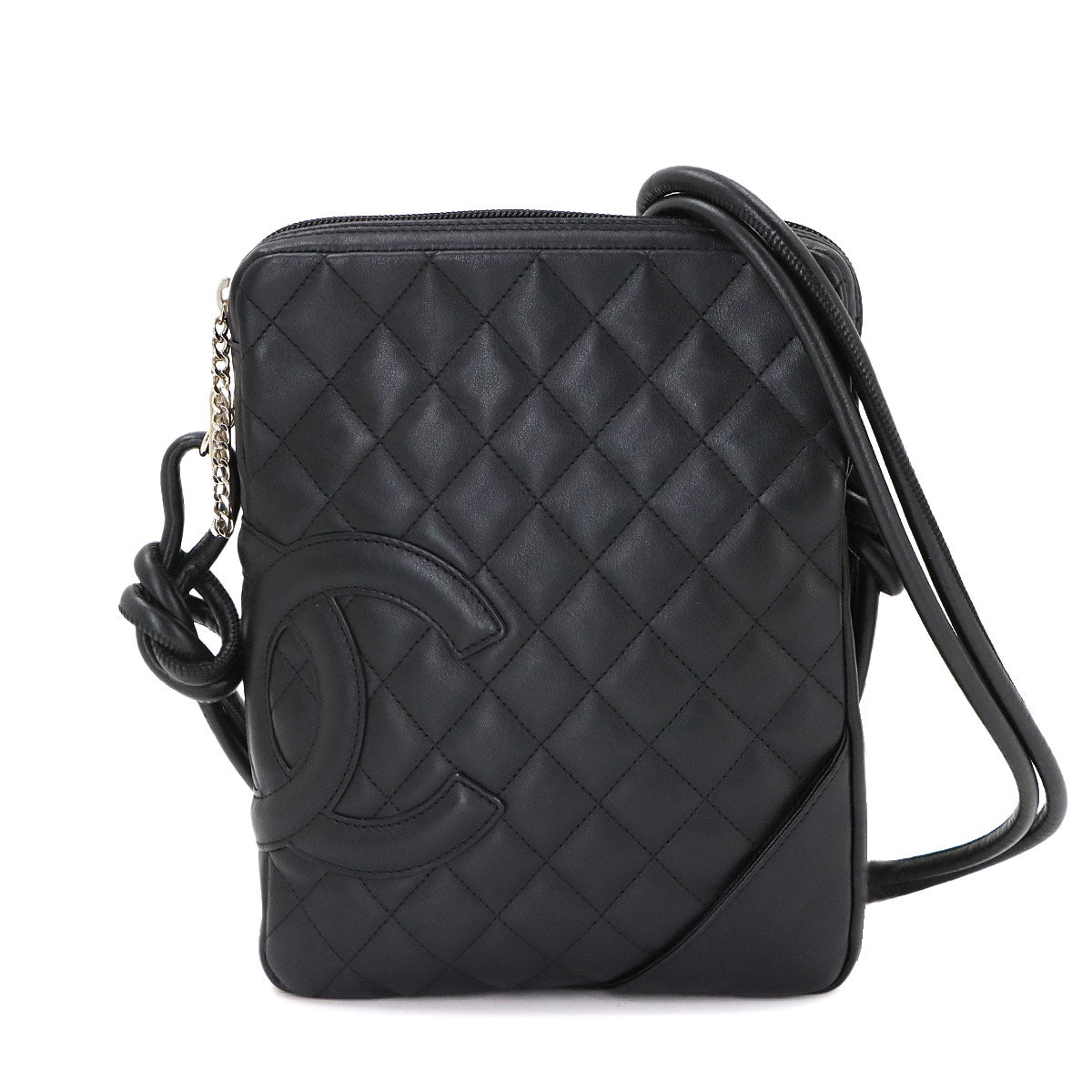 Cambon Line Shoulder Bag Leather Black A25178 Purse