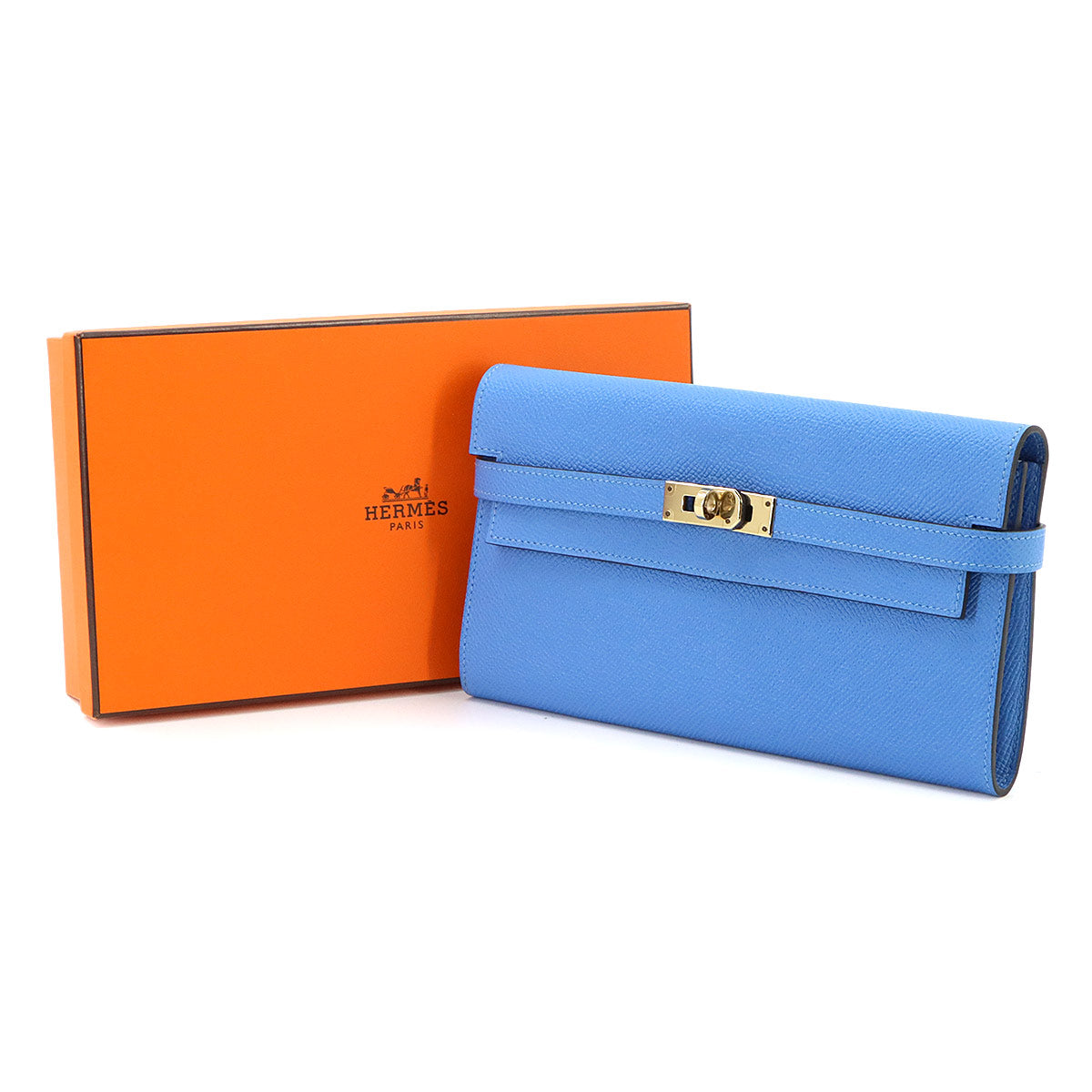Kelly Wallet Veau Epsom Leather Bleu Paradis Purse