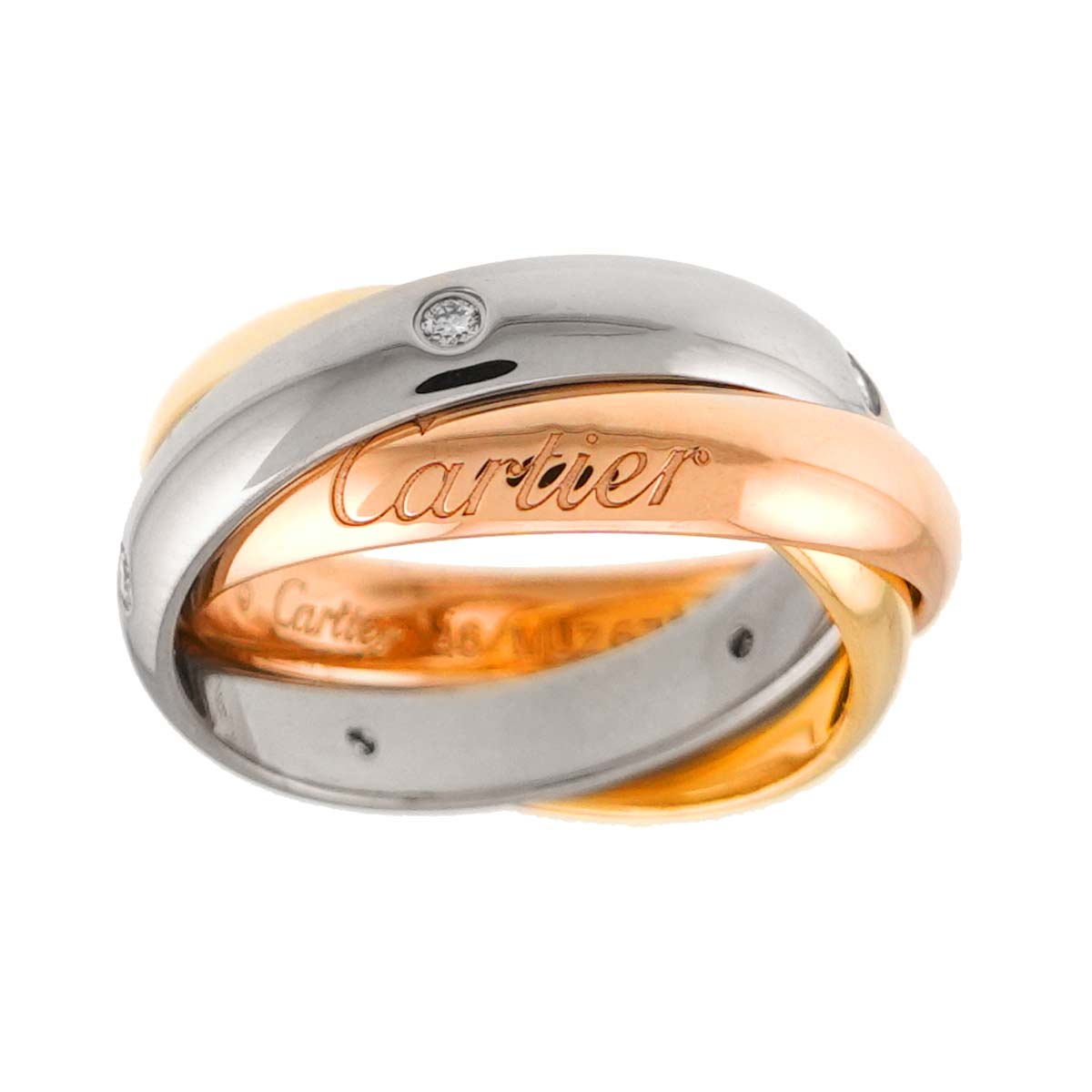 Trinity Diamond 5P Ring 18K YG WG PG 750 Size46 37.5-4(US)