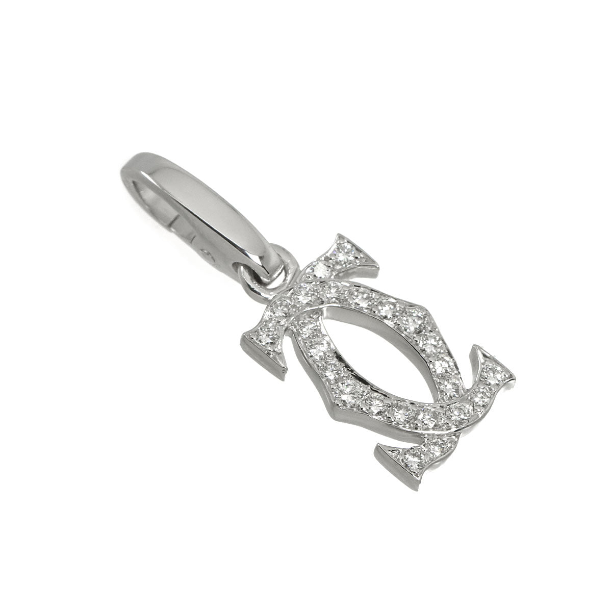 2C Diamond Charm Pendant Top 18K White Gold 750