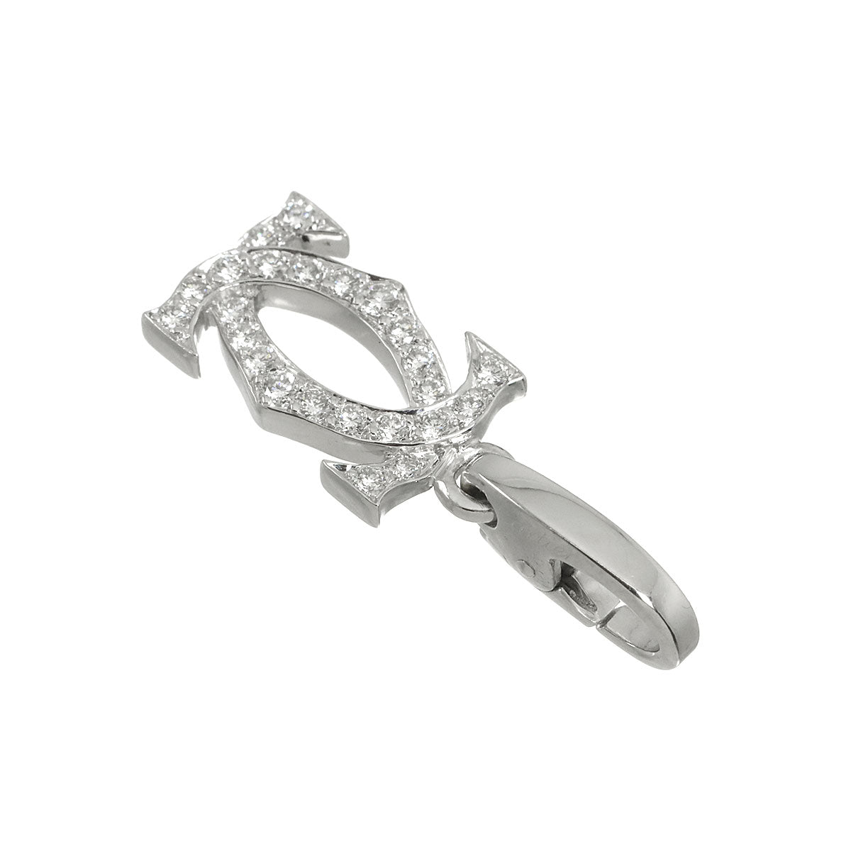 2C Diamond Charm Pendant Top 18K White Gold 750