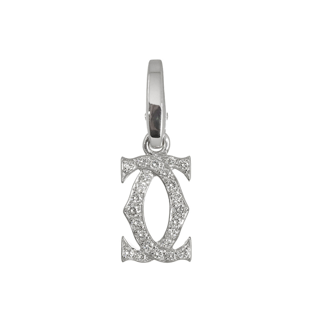 2C Diamond Charm Pendant Top 18K White Gold 750
