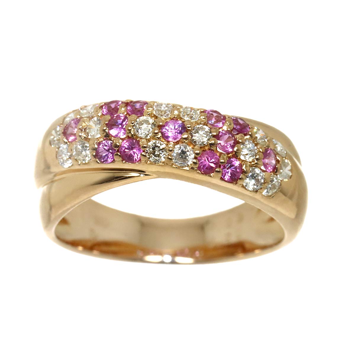 Sapphire 0.29ct Diamond Ring 18K PG 750 Size4.75-5(US)
