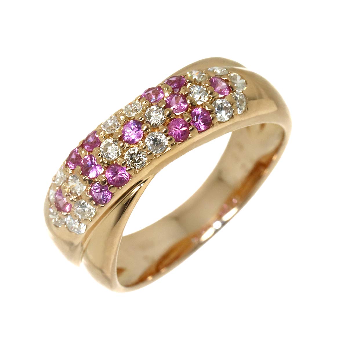 Sapphire 0.29ct Diamond Ring 18K PG 750 Size4.75-5(US)