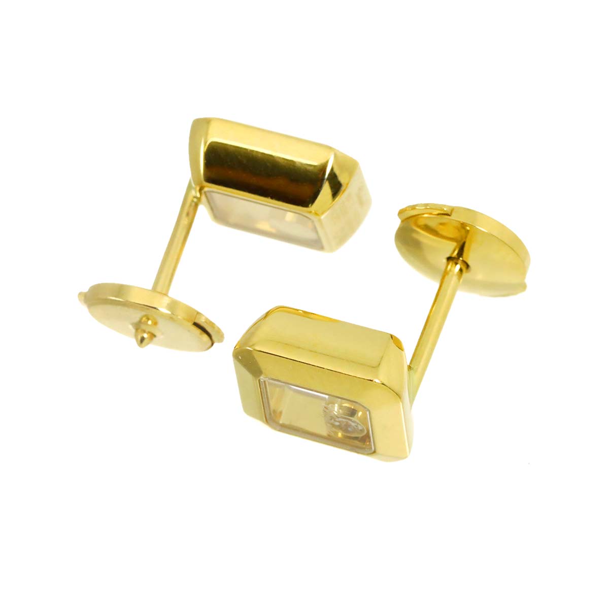 Happy Diamond Square Earrings Pierced 18K YG 750