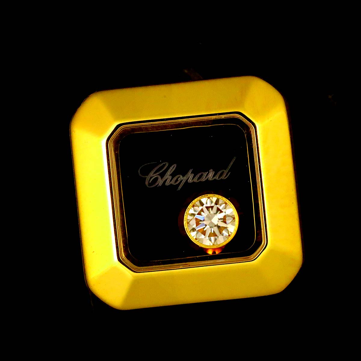 Happy Diamond Square Earrings Pierced 18K YG 750