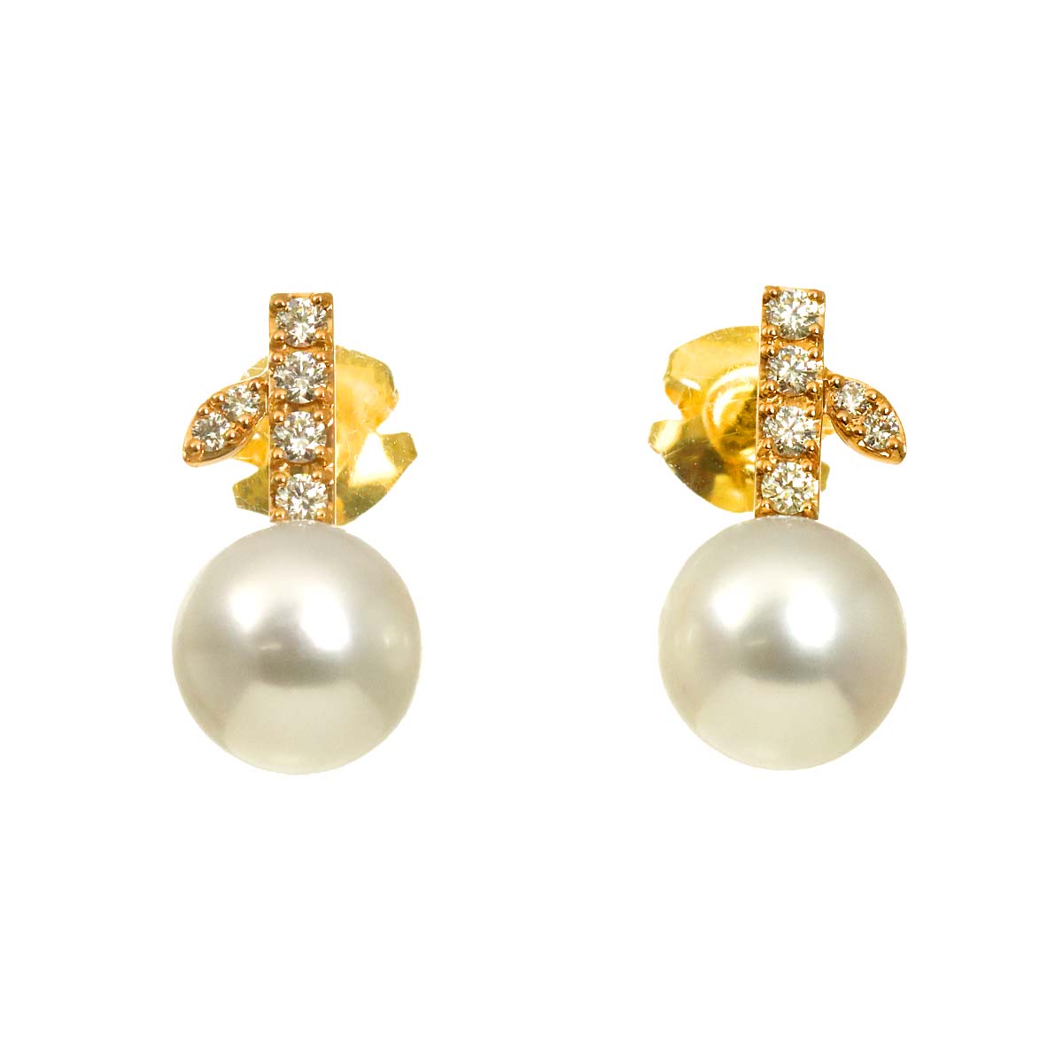 Akoya Pearl Diamond 0.07ct/0.07ct Earrings Pierced 18K PG 750