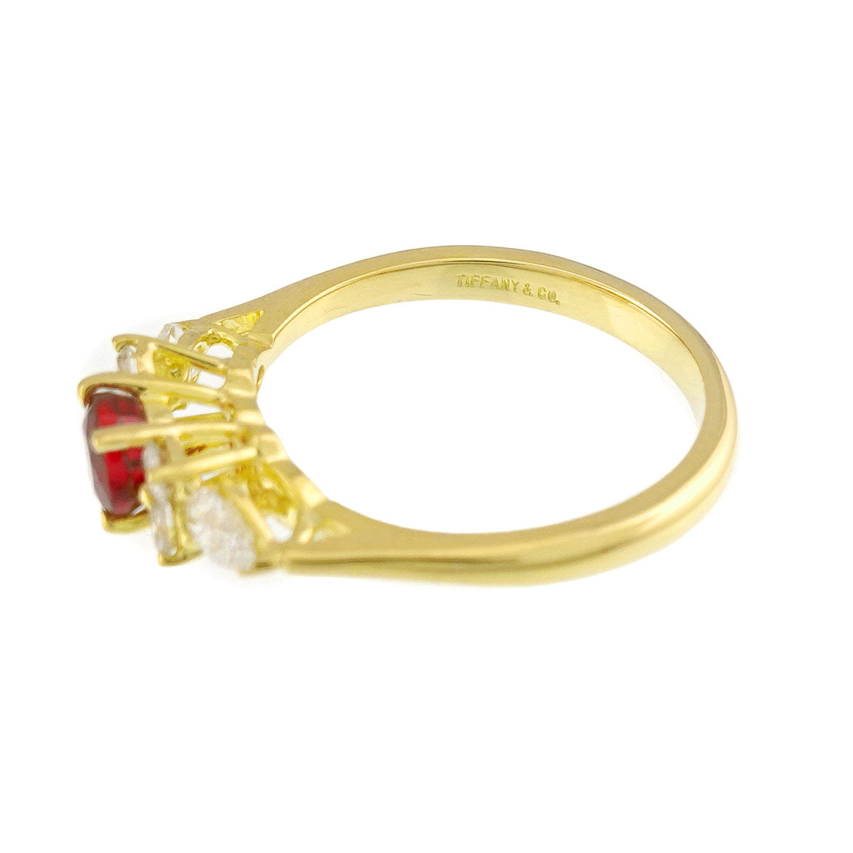 Seven Stones Ruby Diamond Ring 18K YG 750 size4.5(US)