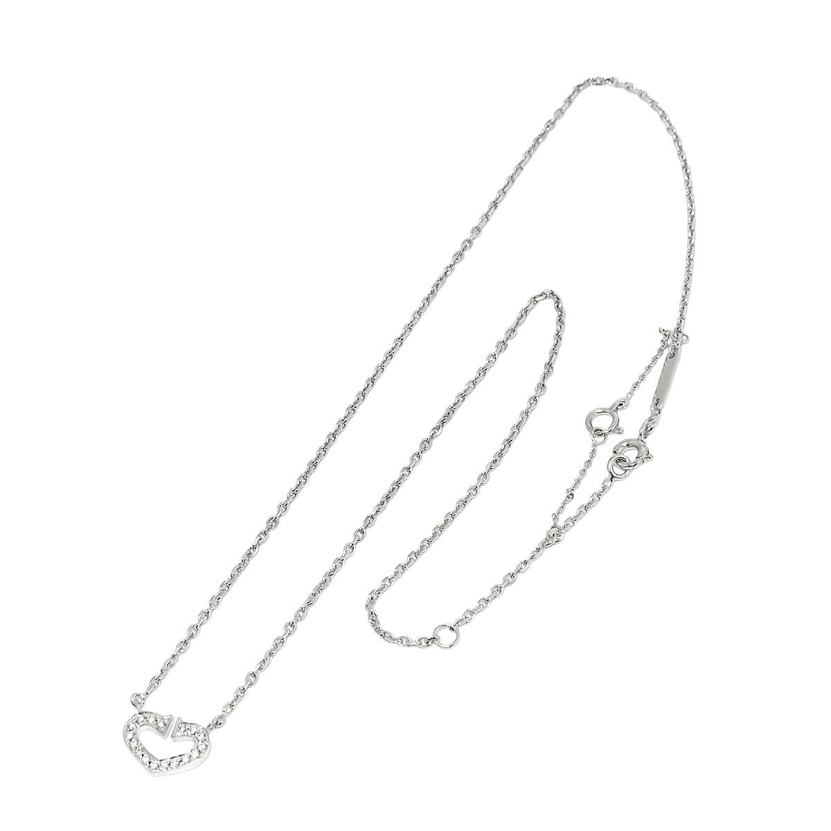 C Heart Diamond Necklace 18K White Gold 750