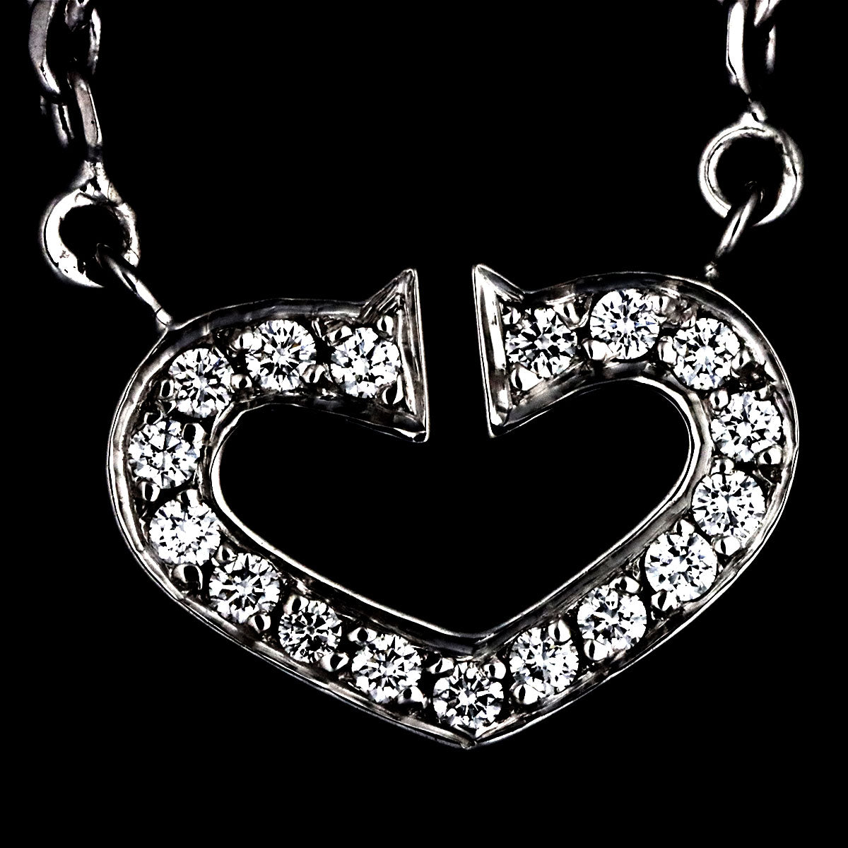 C Heart Diamond Necklace 18K White Gold 750